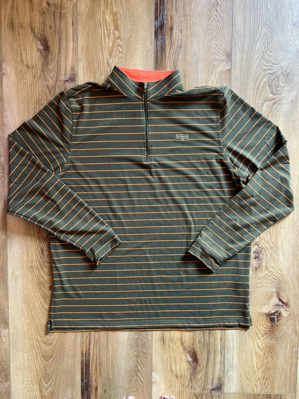 Good Good Golf Fighting For Par Quarter Zip Pullover 2XL Orange & Olive